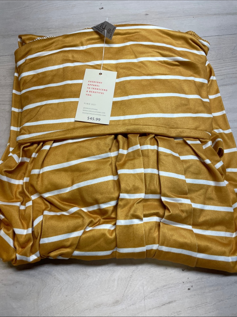Striped Mustard and White Midi Dress with Waist Detail #C66